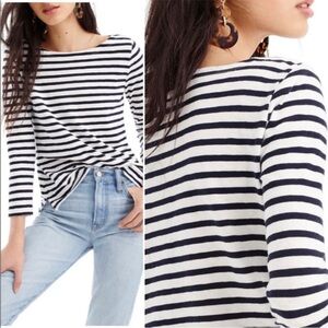 J Crew Nautical Navy Blue White Stripe Top Small